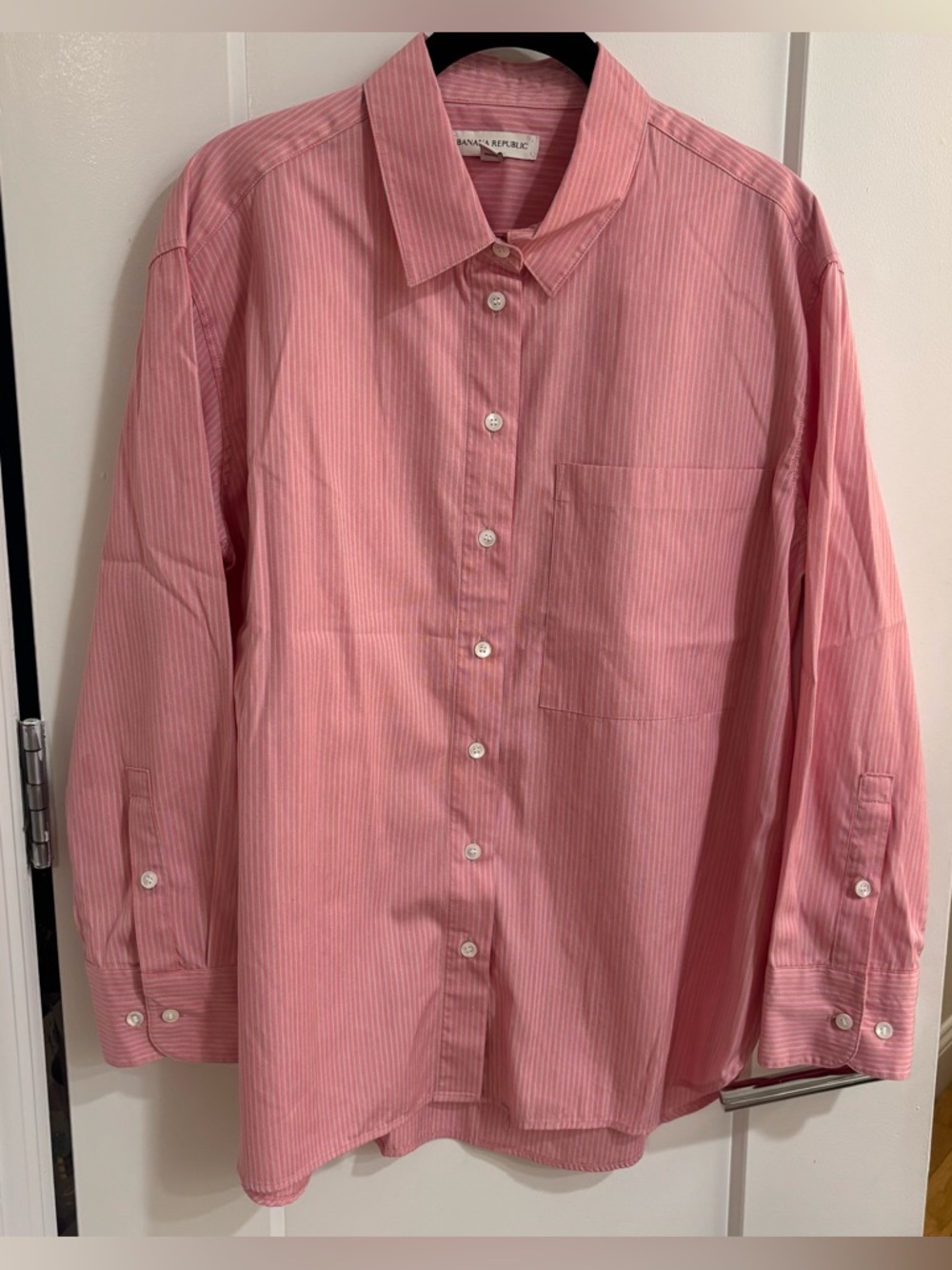 Banana Republic The Oversized Shirt in pink striped pattern